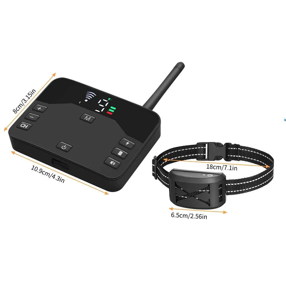 2-in-1 Wireless Dog Fence & Training Collar with Remote Control-For 3 Dogs