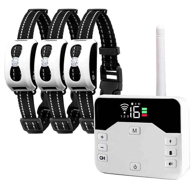 2-in-1 Wireless Dog Fence & Training Collar with Remote Control-For 3 Dogs
