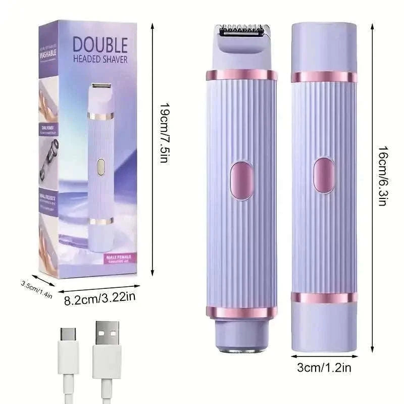 2-in-1 Women's Electric Shaver for Face, Body & Brows Wet Dry-Pink
