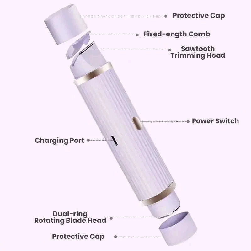 2-in-1 Women's Electric Shaver for Face, Body & Brows Wet Dry-Pink
