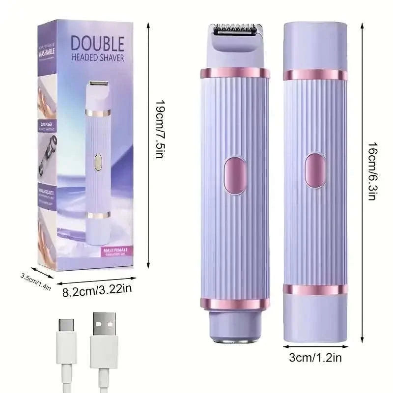 2-in-1 Women's Electric Shaver for Face, Body & Brows Wet Dry-Pink