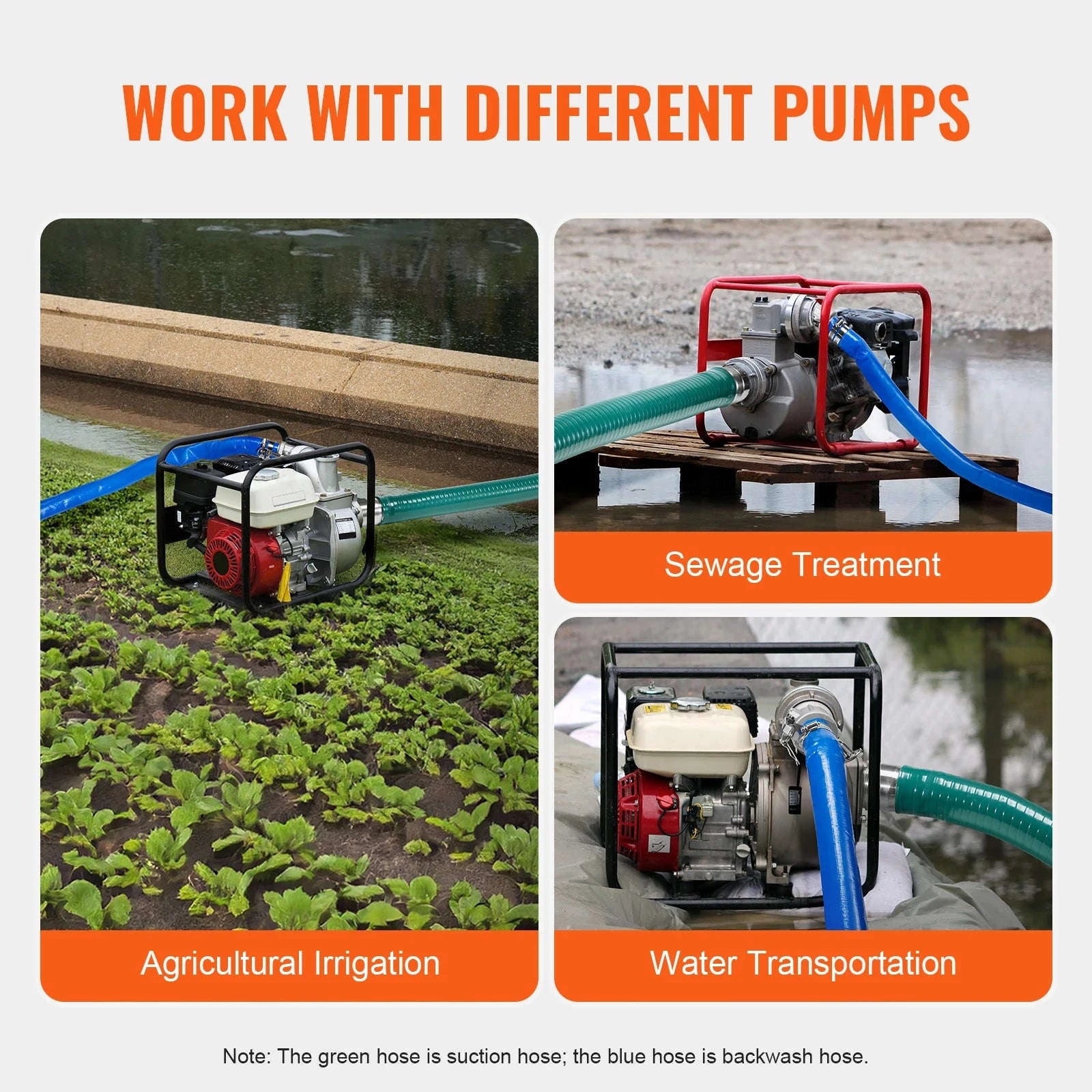 2 in Suction Hose Kit with Backwash Hose and Accessories-2 in x 50 ft / Poland