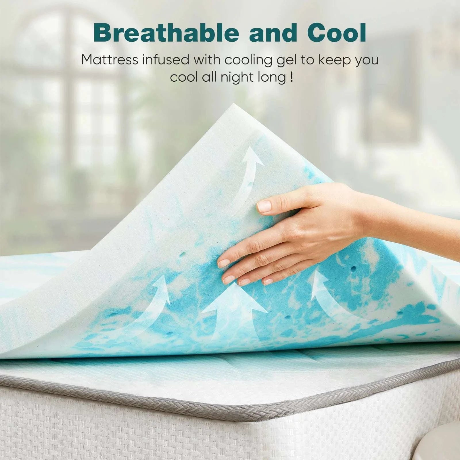 2 Inch Gel Memory Foam Mattress Topper Full Size Cooling Comfort-2ln King / United States
