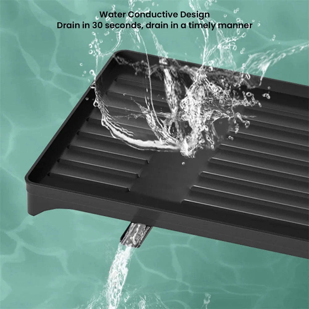 2-Layer Space Saving Dish Drying Rack with Drainboard-black / spain / 2-tier