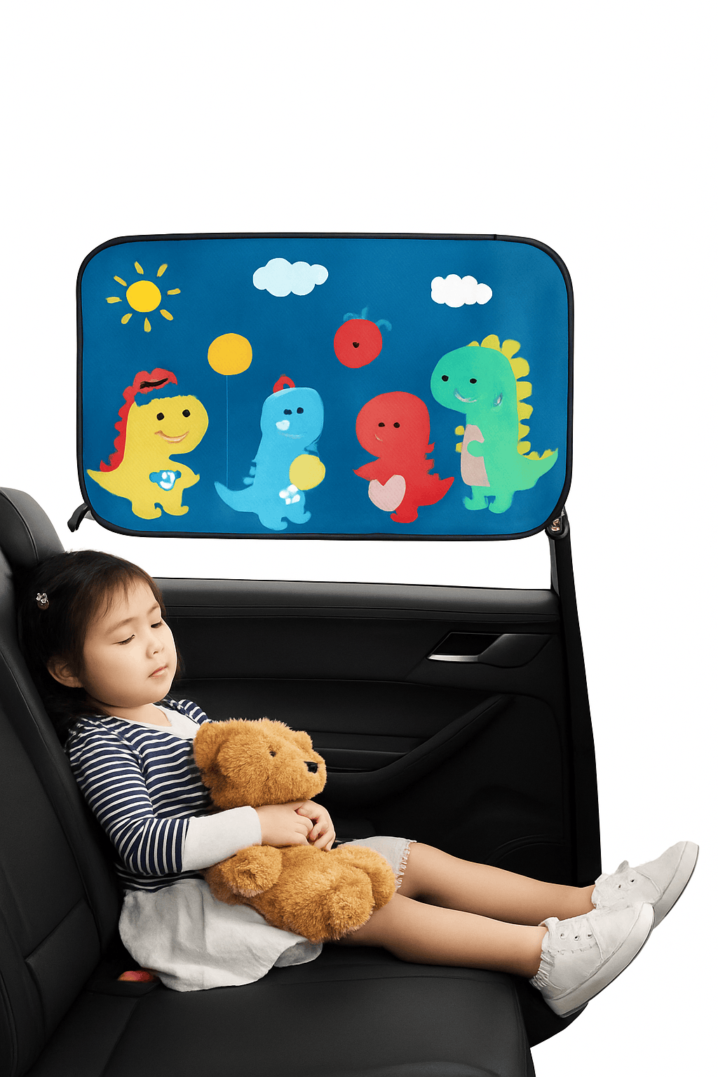 2-Layer Telescopic Car Window Shade with Magnetic Mesh Net-h back seat