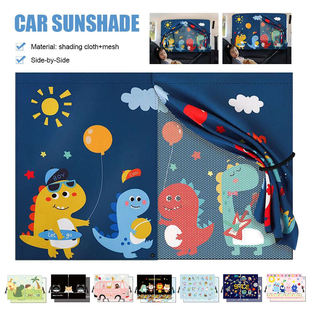 2-Layer Telescopic Car Window Shade with Magnetic Mosquito Net-h back seat