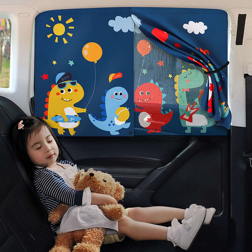 2-Layer Telescopic Car Window Shade with Magnetic Mosquito Net-h back seat