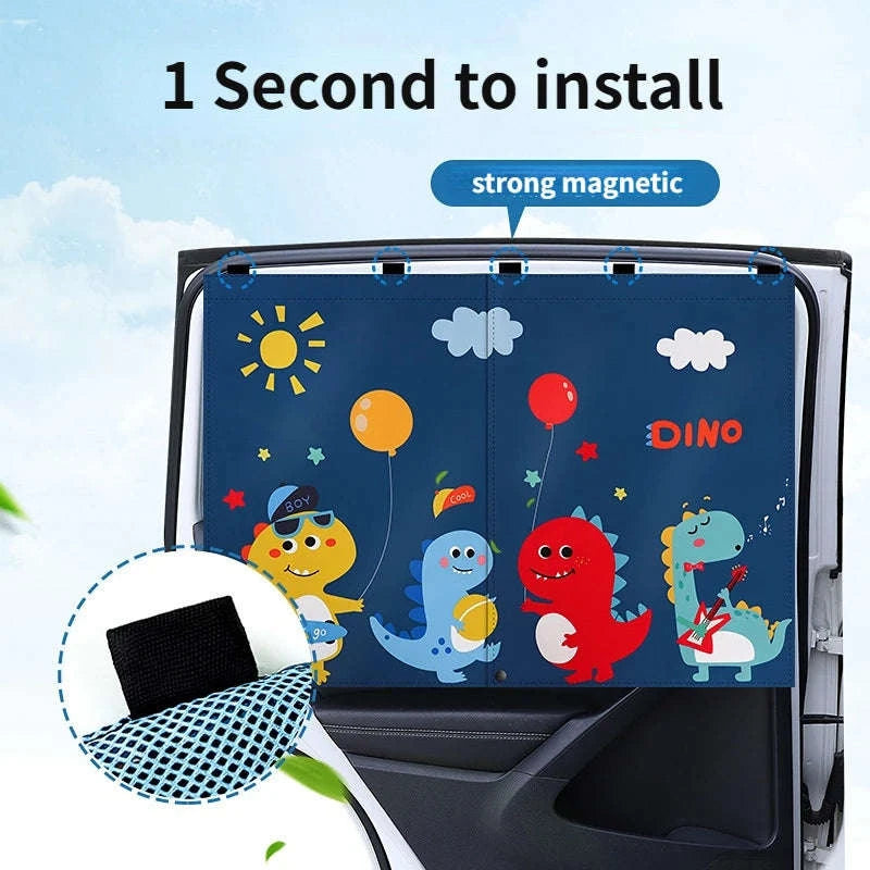 2-Layer Telescopic Car Window Shade with Magnetic Mosquito Net-h back seat