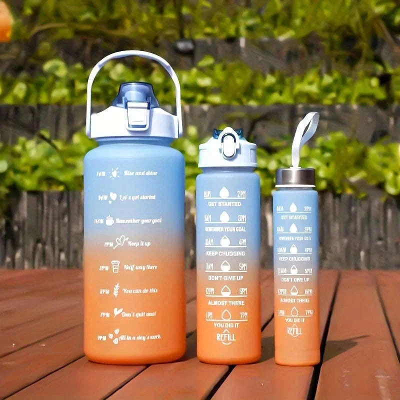 2 Liter Sports Water Bottle with Leak-Proof Straw Lid-pink blue / 2.0L