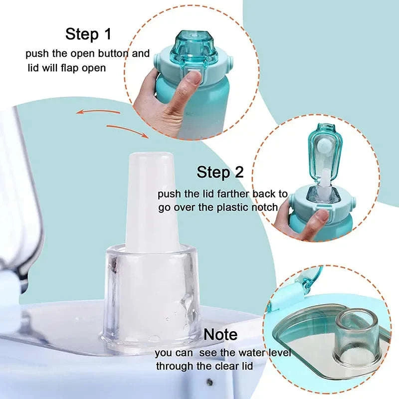 2 Liter Sports Water Bottle with Leak‑Proof Straw Lid-pink blue-3pcs / 2.0L