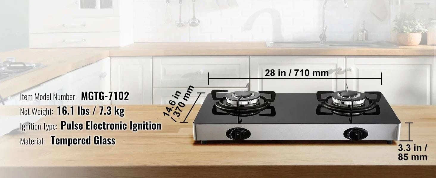 2 or 5 Burner Gas Cooktop with Electric Ignition Stainless Steel-30cm / United States