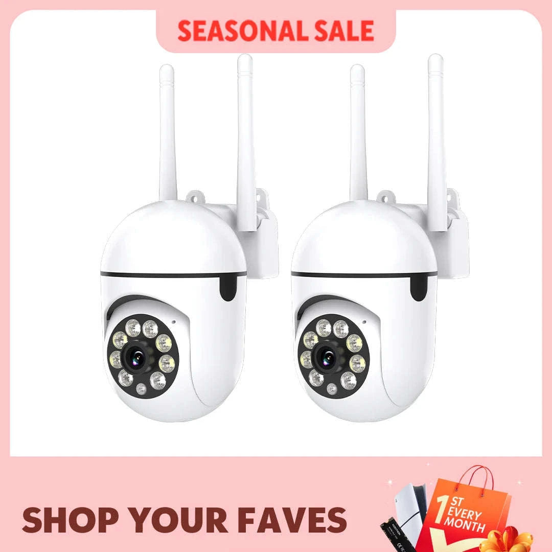 2-Pack 1080P WiFi Security Camera with Color Night Vision, 2-Way Audio, 360° Pan/Tilt/Zoom, Motion Detection-USB / Germany