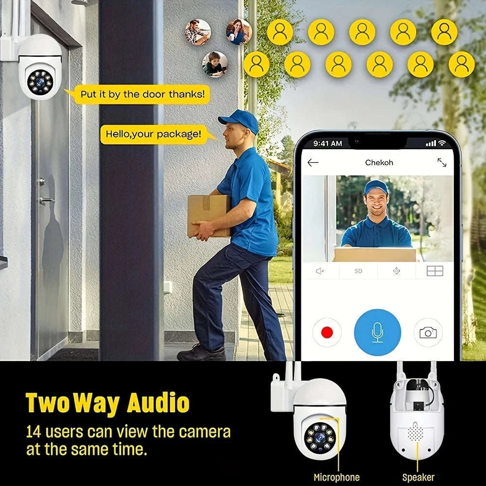 2-Pack 1080P WiFi Security Camera with Color Night Vision, 2-Way Audio, 360° Pan/Tilt/Zoom, Motion Detection-USB / Germany