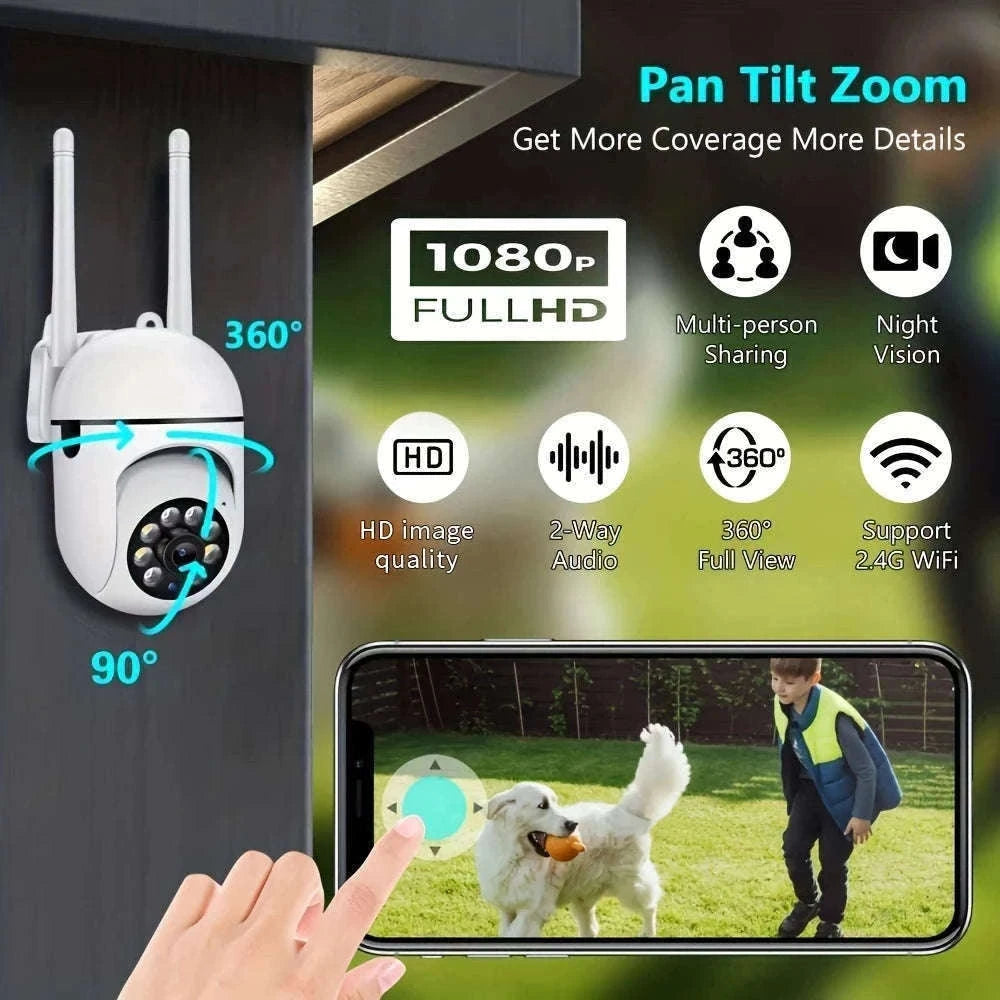 2-Pack 1080P WiFi Security Camera with Color Night Vision, 2-Way Audio, 360° Pan/Tilt/Zoom, Motion Detection-USB / Germany