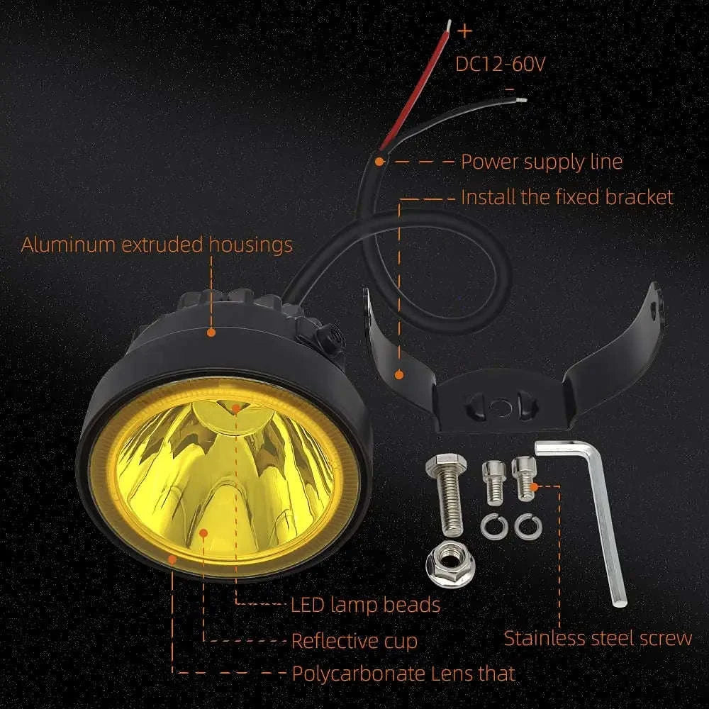 2-Pack 4 Inch LED Work Light 12-30V Spot Flood-4 inch Flood-White