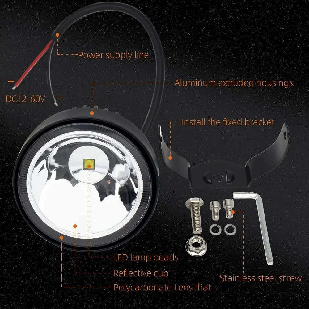 2-Pack 4 Inch LED Work Light 12-30V Spot Flood-4 inch Flood-White