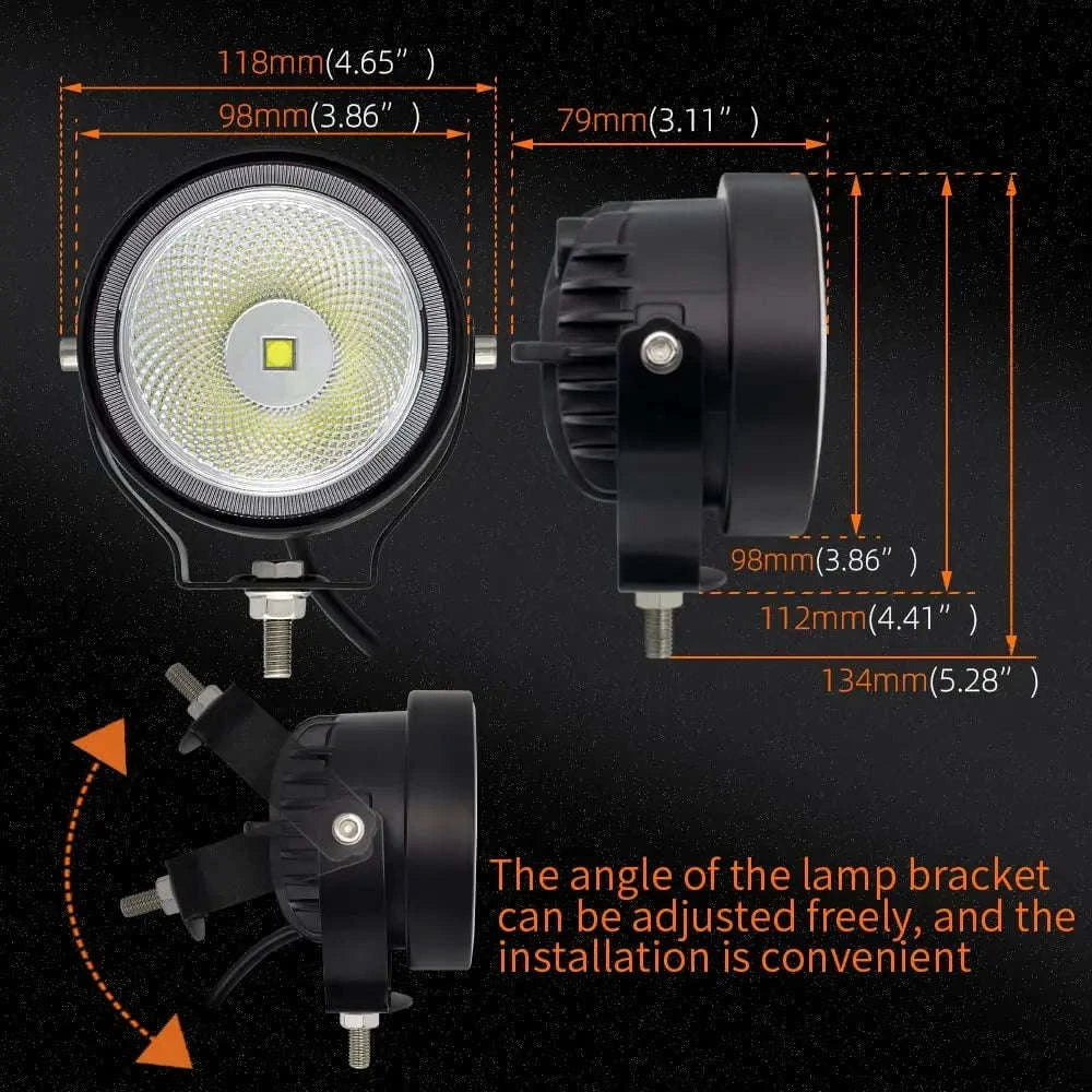 2-Pack 4 Inch LED Work Light 12-30V Spot Flood-4 inch Flood-White