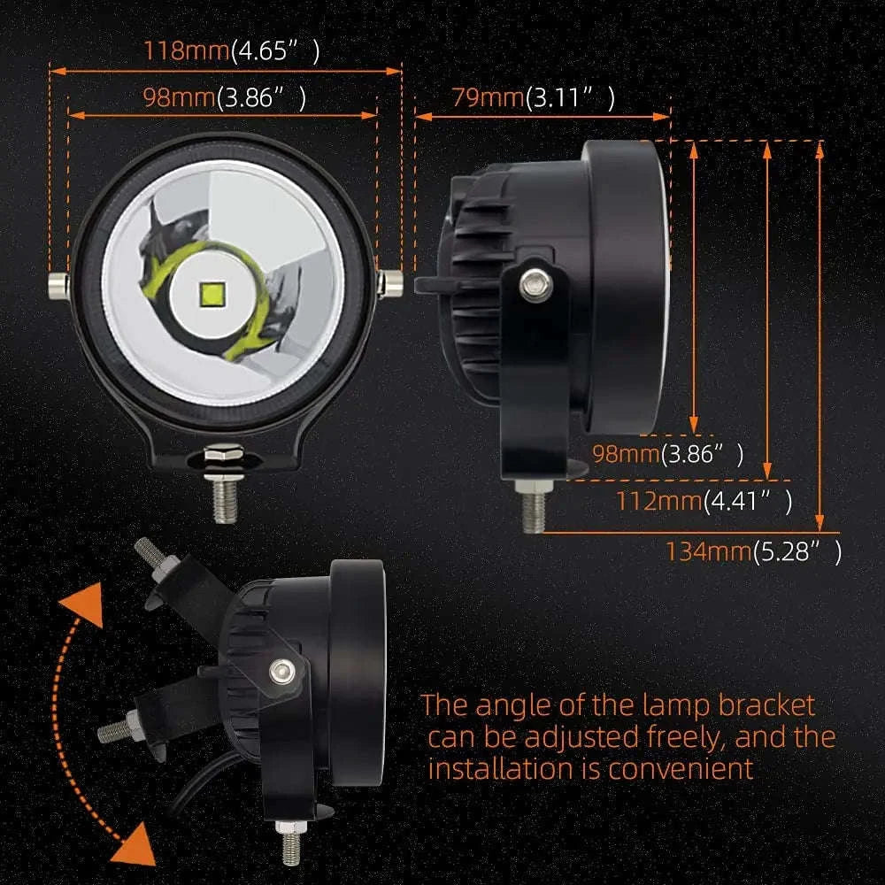 2-Pack 4 Inch LED Work Light 12-30V Spot Flood-4 inch Flood-White