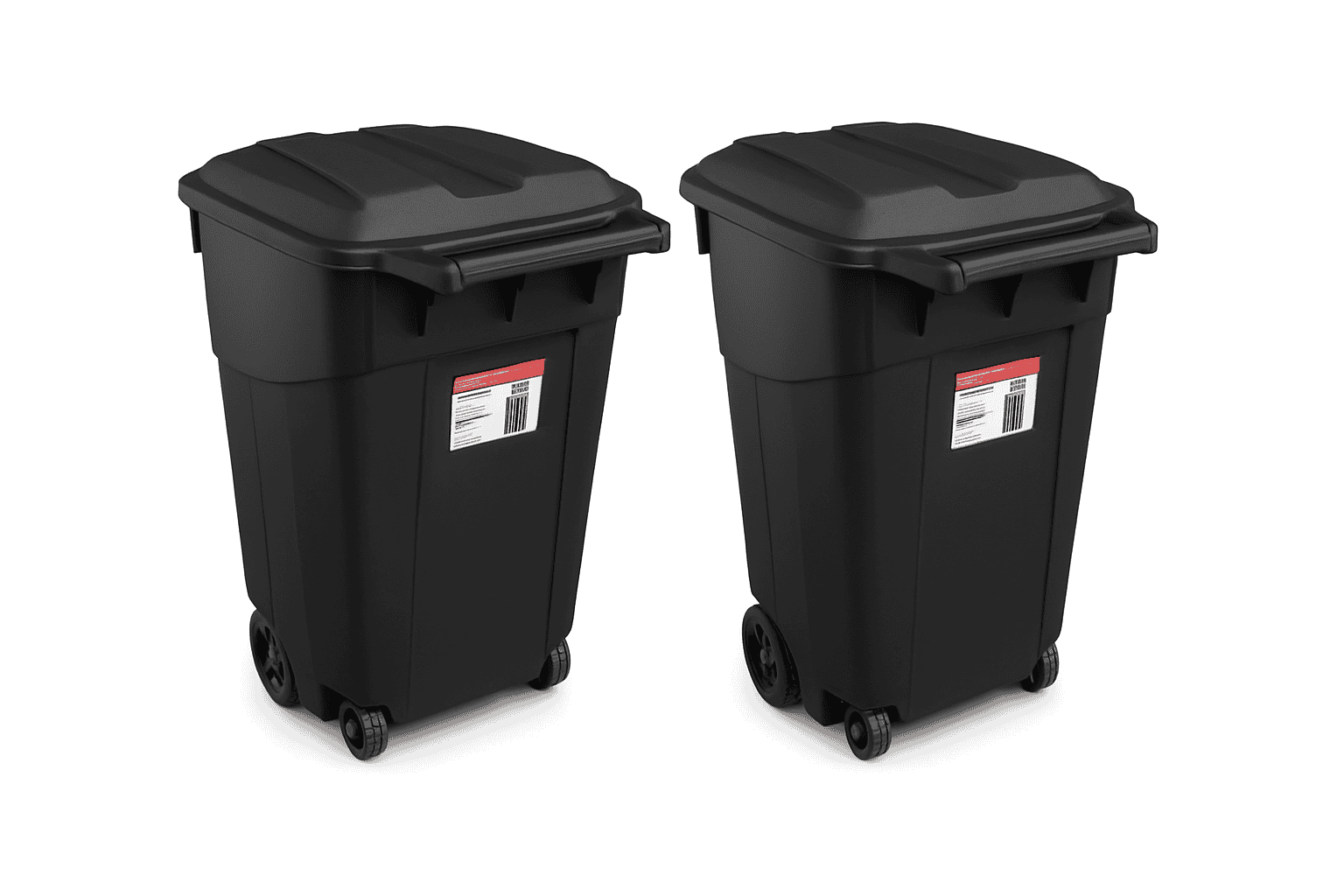 2 Pack 45 Gallon Wheeled Garbage Cans with Attached Lid-United States