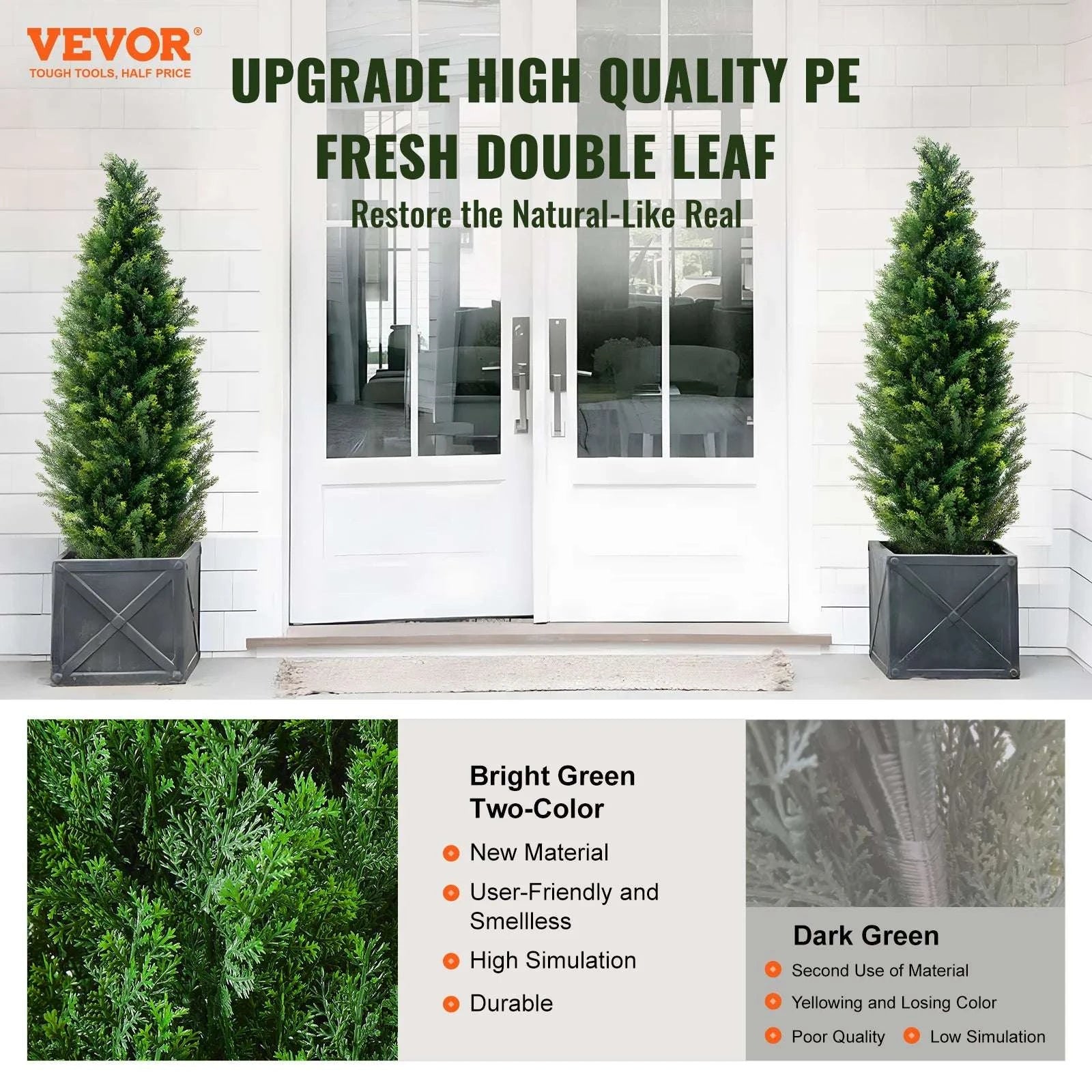 2-Pack 48in Artificial Cedar Topiary Trees for Indoor & Outdoor Decor-United States / 3