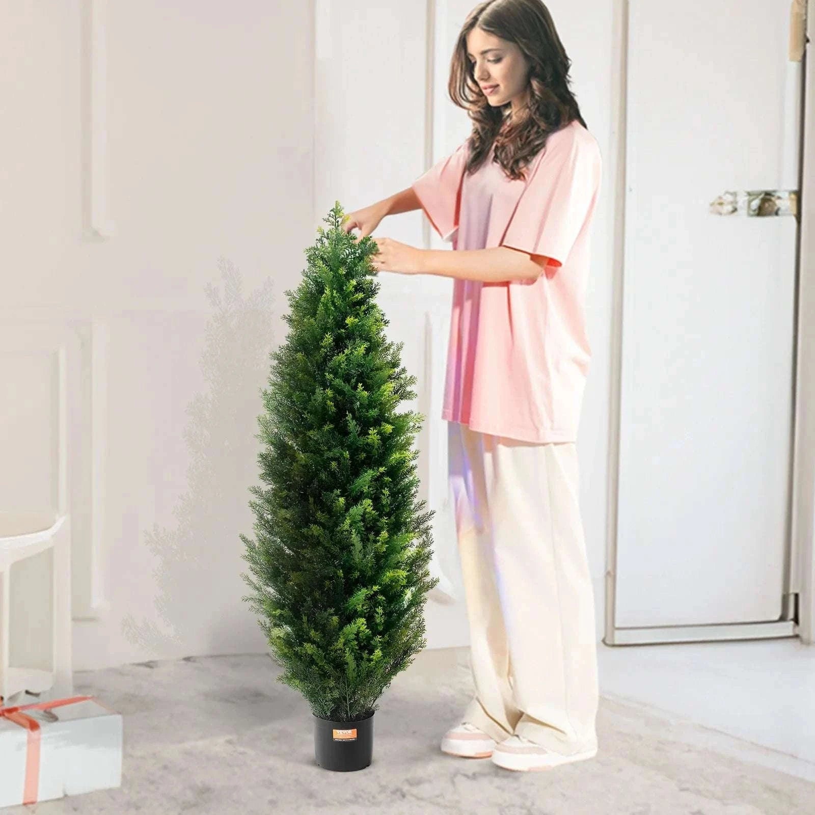 2-Pack 48in Artificial Cedar Topiary Trees for Indoor & Outdoor Decor-United States / 3