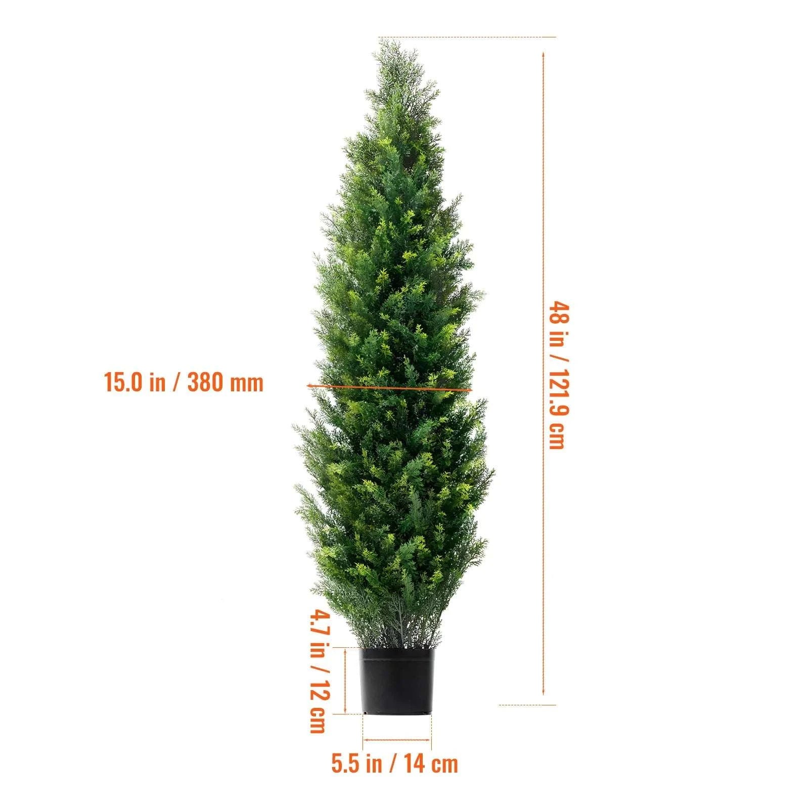 2-Pack 48in Artificial Cedar Topiary Trees for Indoor & Outdoor Decor-United States / 3