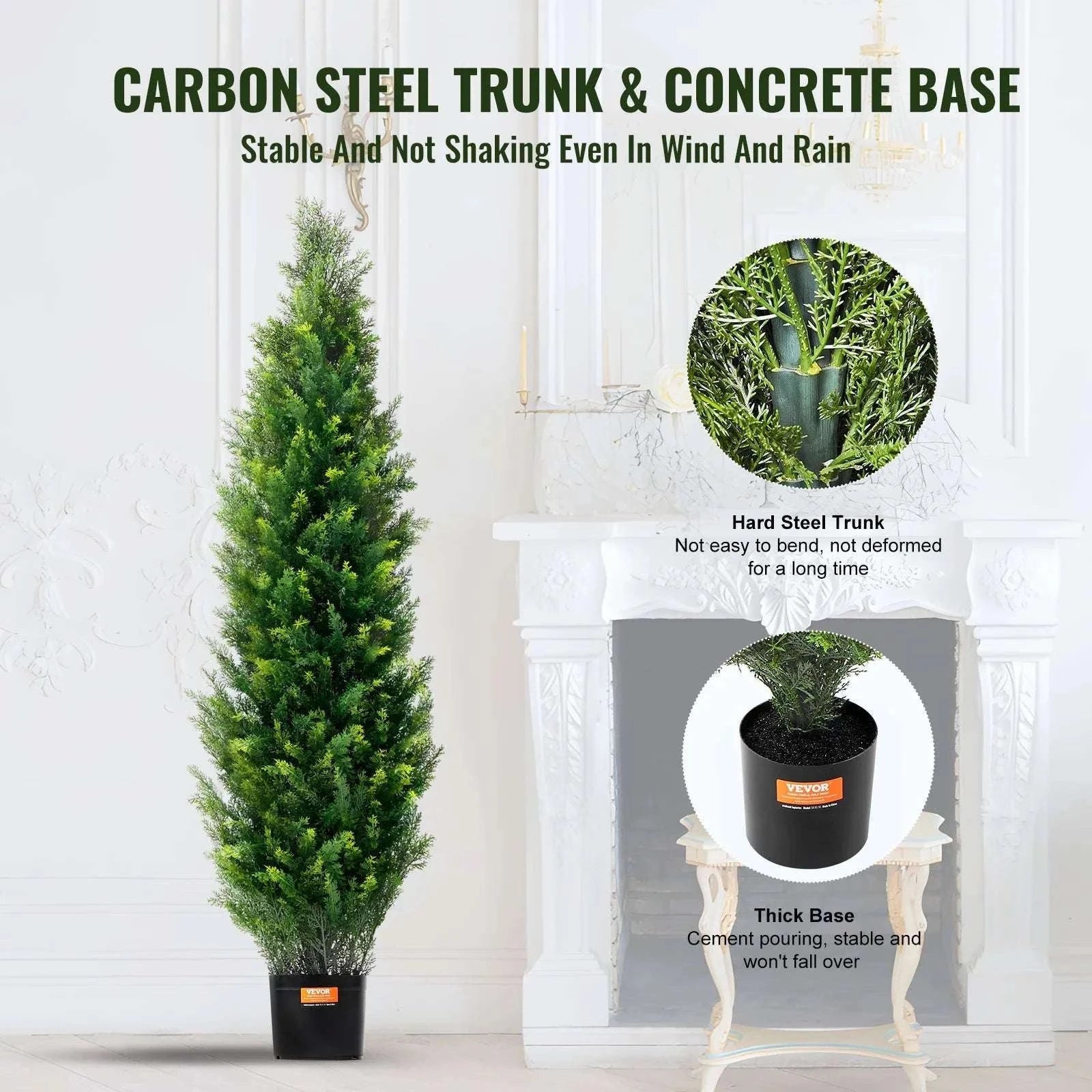 2-Pack 48in Artificial Cedar Topiary Trees for Indoor & Outdoor Decor-United States / 3