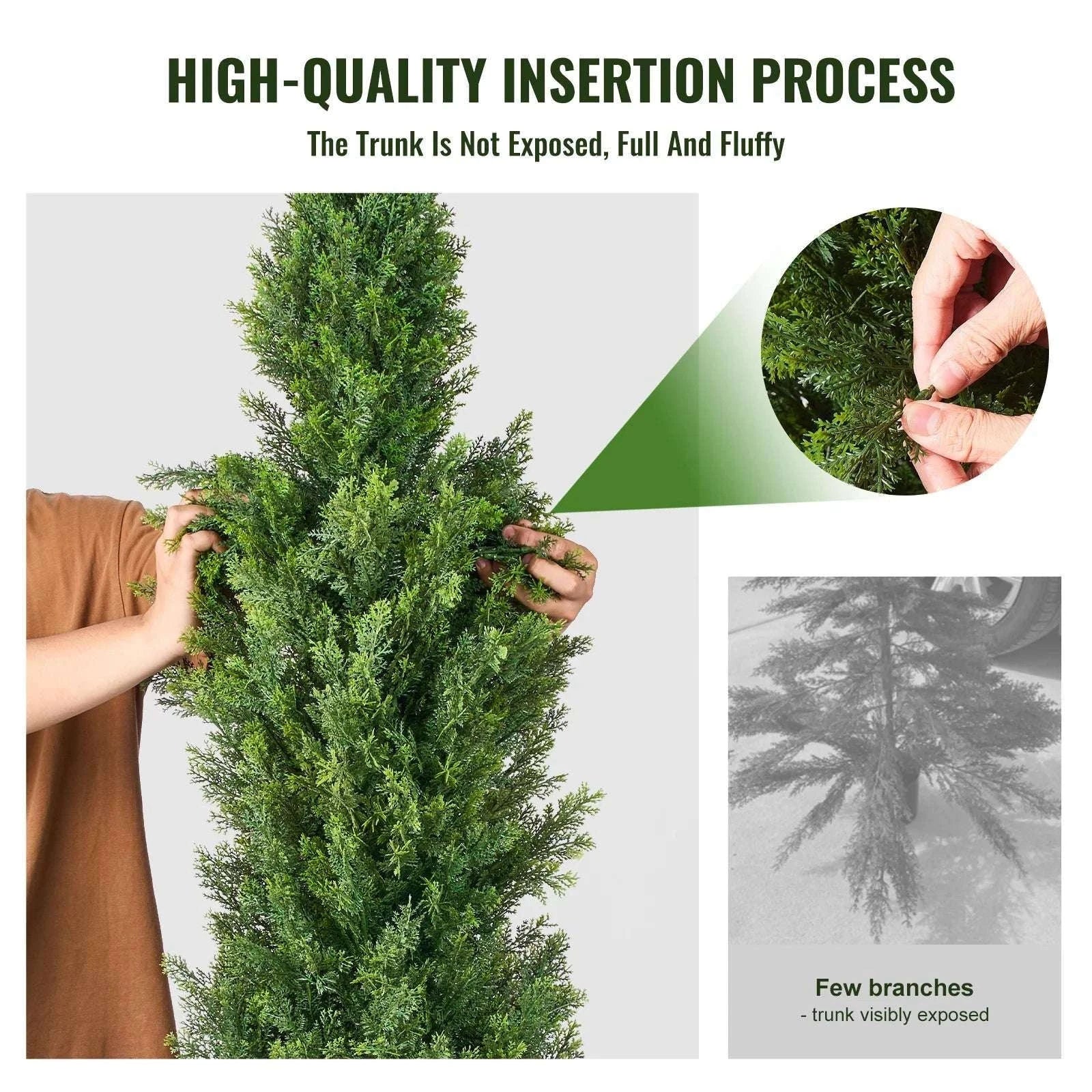 2-Pack 48in Artificial Cedar Topiary Trees for Indoor & Outdoor Decor-United States / 3
