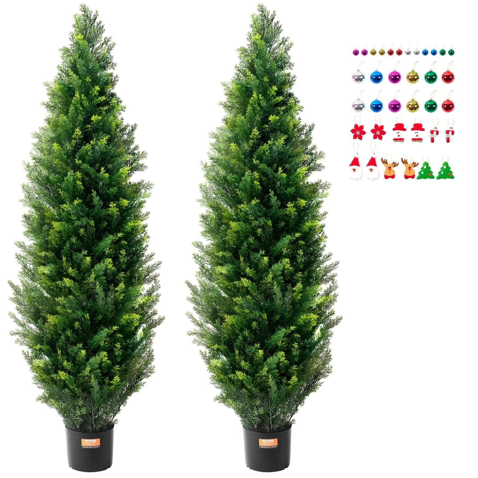 2-Pack 48in Artificial Cedar Topiary Trees for Indoor & Outdoor Decor-United States / 3