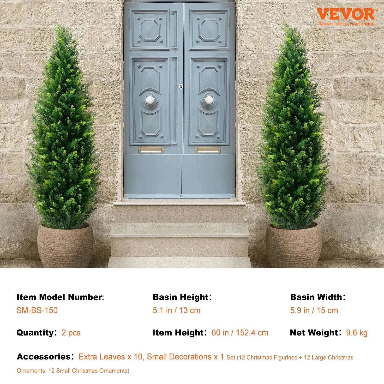 2-Pack 48in Artificial Cedar Topiary Trees for Indoor & Outdoor Decor-United States / 3