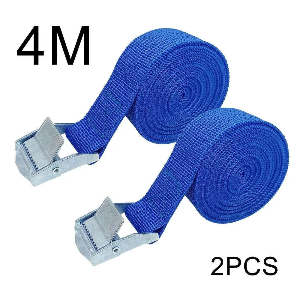 2-Pack 4M Zinc Alloy Cargo Straps with Pressure Buckles-Blue
