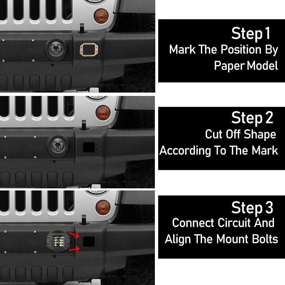 2-Pack 5 Inch Flush Mount LED Work Light Bar 40W 12V 24V Spot Beam-2pcs 40W flush mount