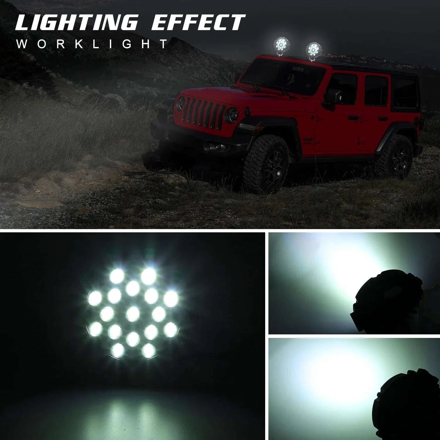 2-Pack 7 Inch 51W LED Work Light Bar for 12V 24V Vehicles-Black / China Mainland
