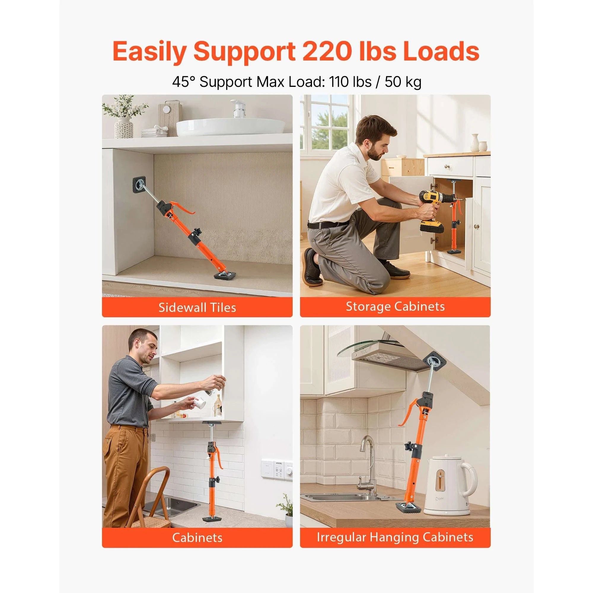 2-Pack Adjustable Support Poles 220 lbs Telescopic Cabinet Jack-15.7-23.62inch / United States