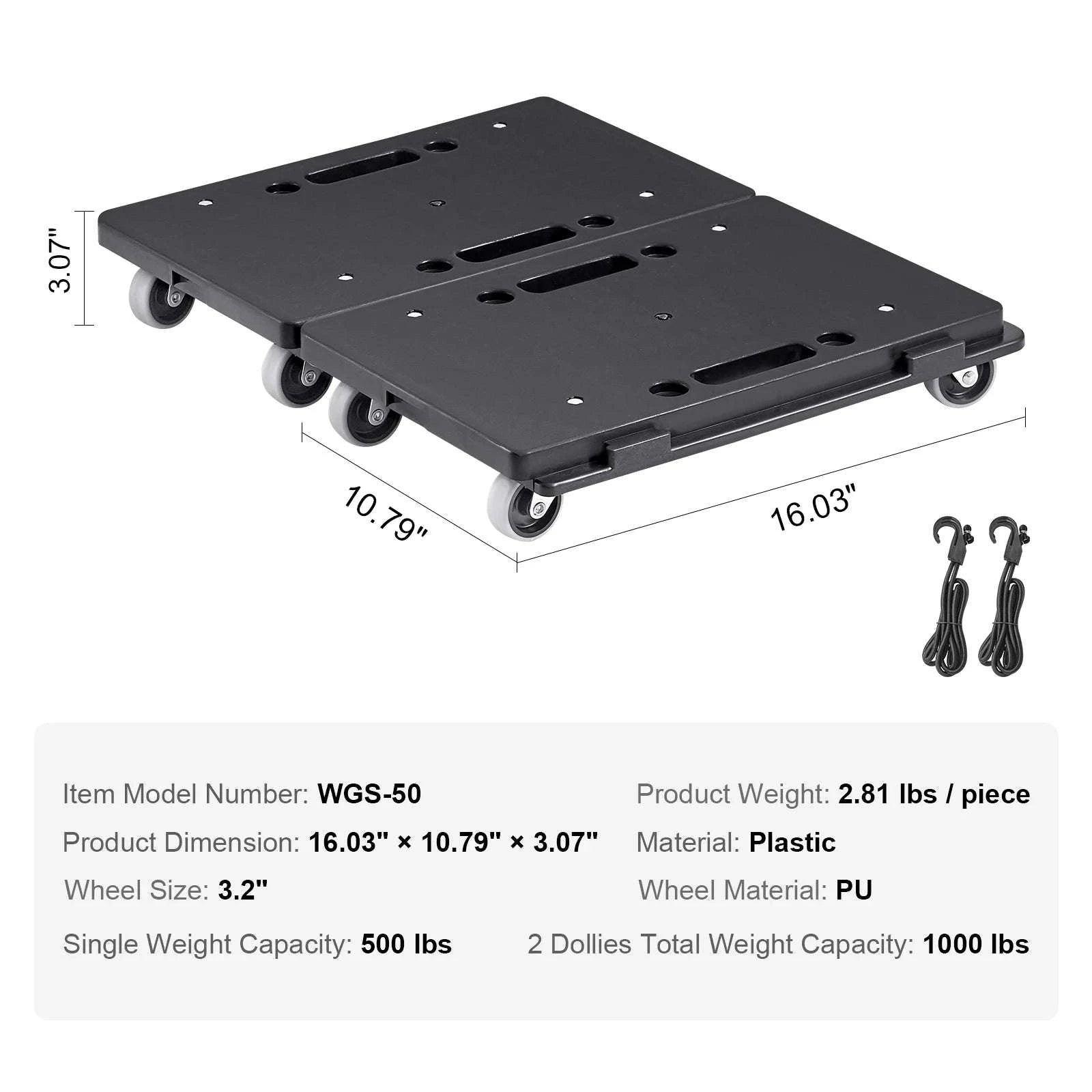 2 Pack Furniture Dolly Movers 500 lbs Each with Wheels-500lbs Each Count / United States