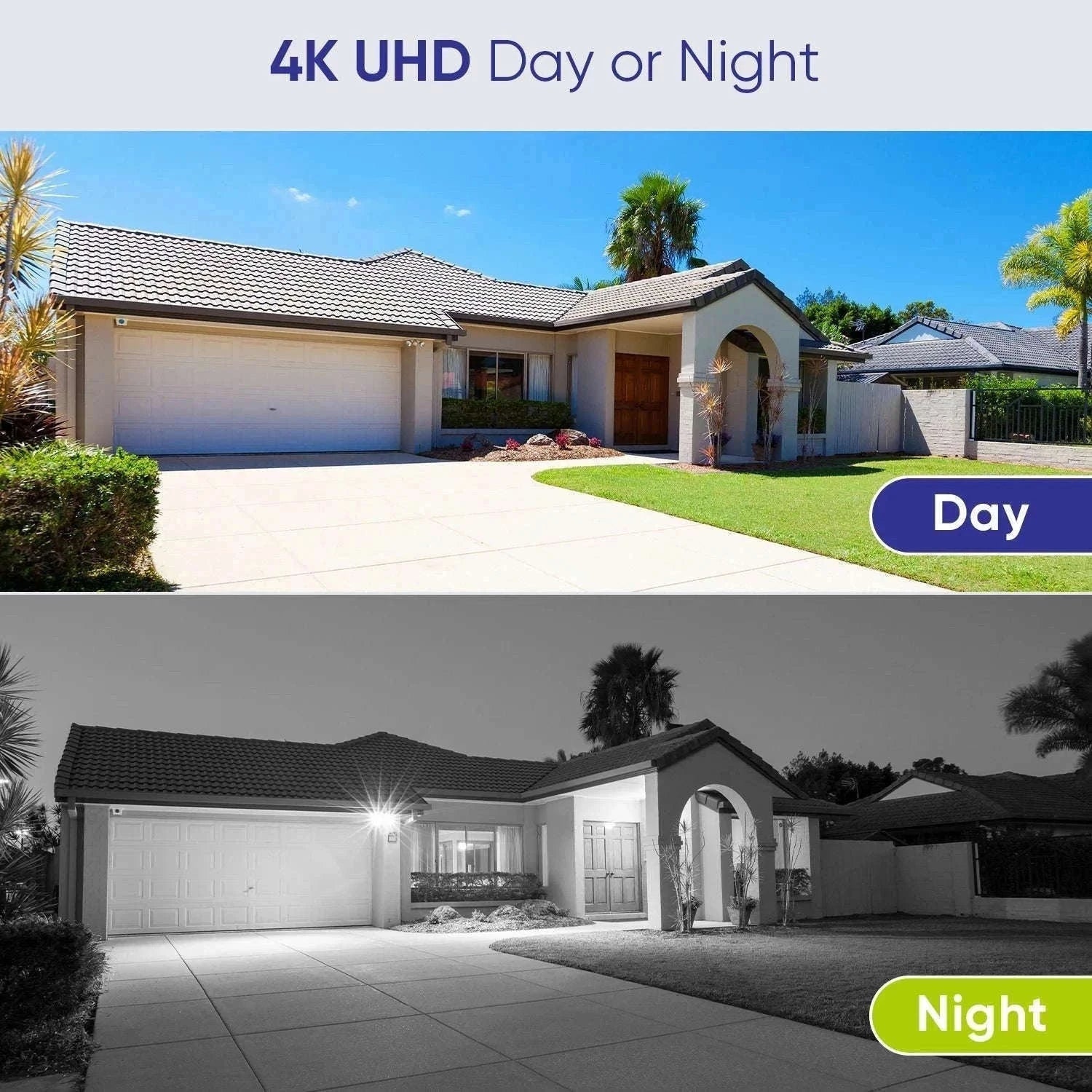 2-Pack PoE Outdoor Security Camera, 8MP Night Vision, IP66-2MP / United States