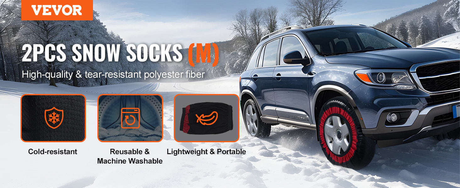 2-Pack Thickened XL Snow Socks for Tires with Elastic Strap-XL / United States