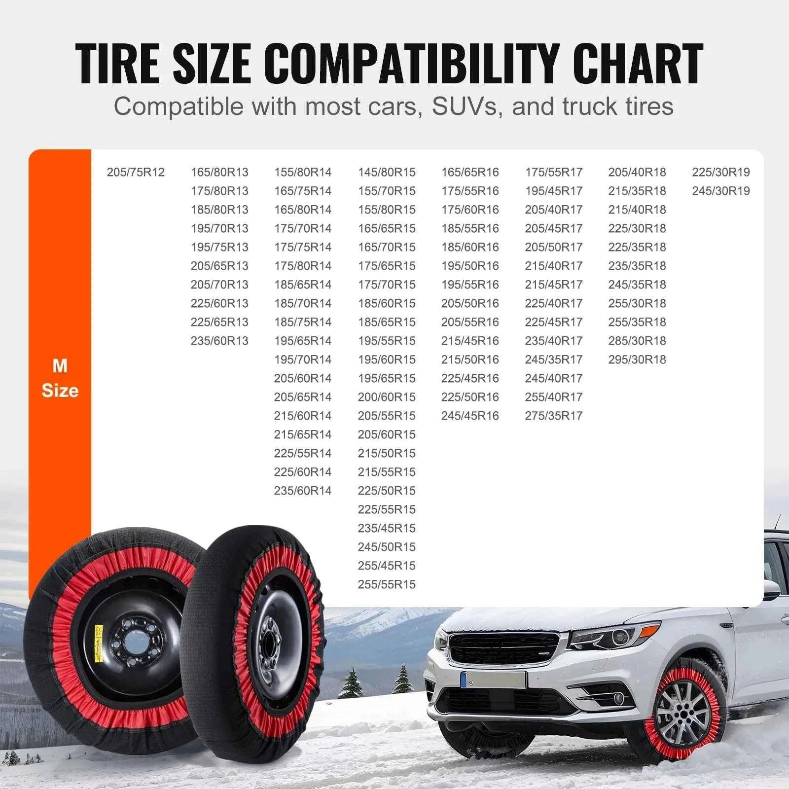 2-Pack Thickened XL Snow Socks for Tires with Elastic Strap-XL / United States