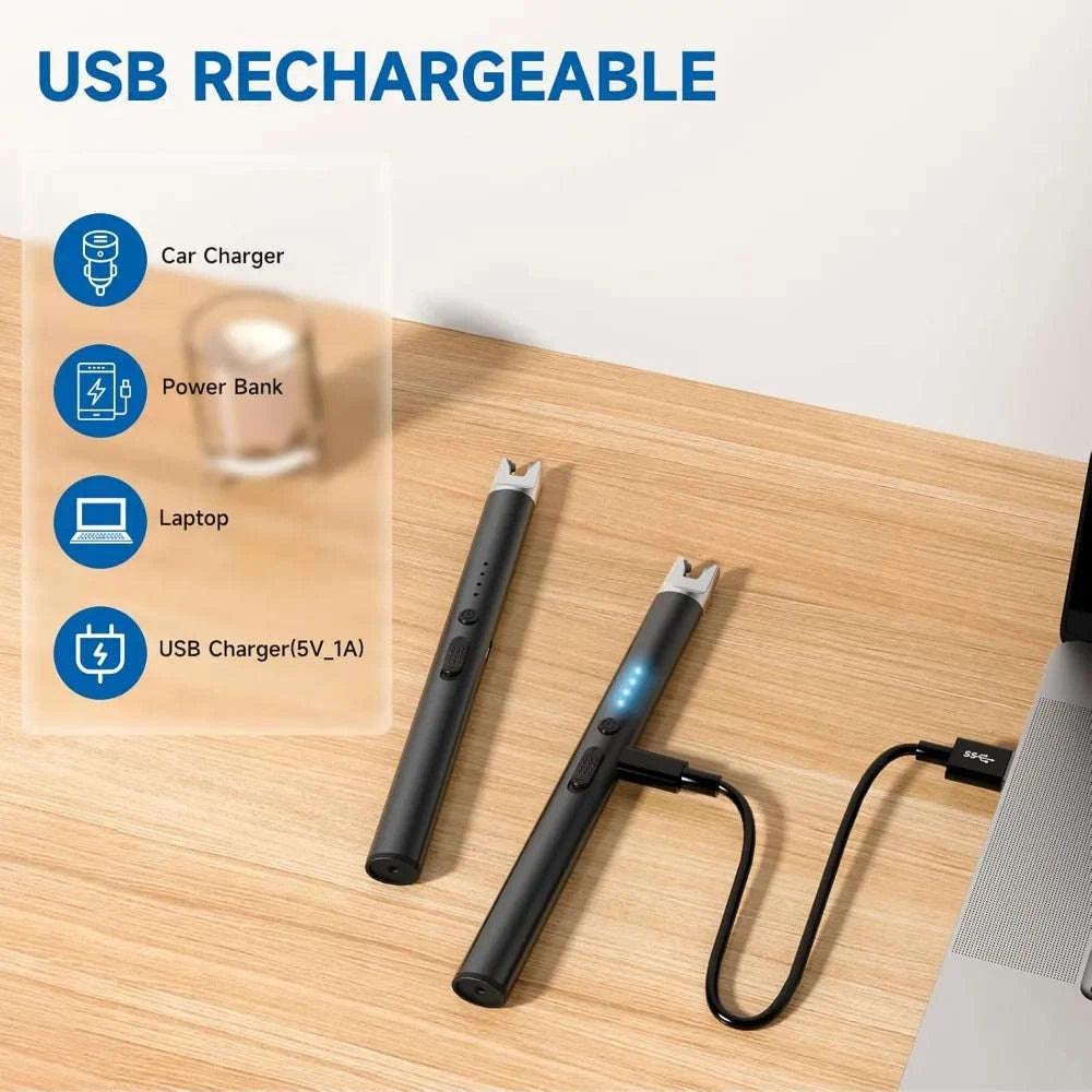 2 Pack USB Rechargeable Plasma Arc Lighter-United States / Black