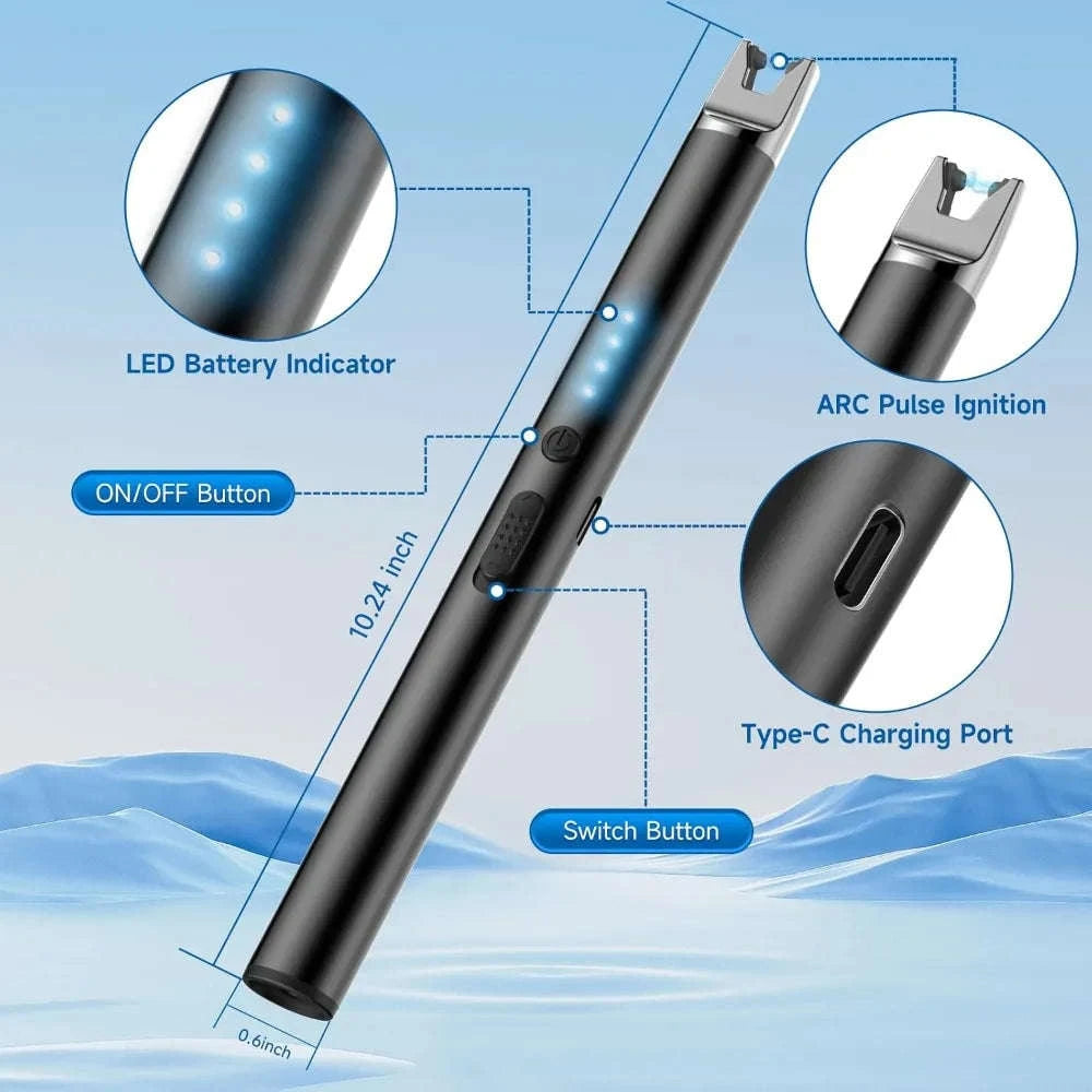 2 Pack USB Rechargeable Plasma Arc Lighter-United States / Black