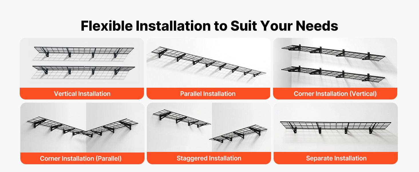 2-Pack Wall Mounted Garage Shelves 12x72 in Heavy Duty Steel 600 lbs Total-12x72inch / United States