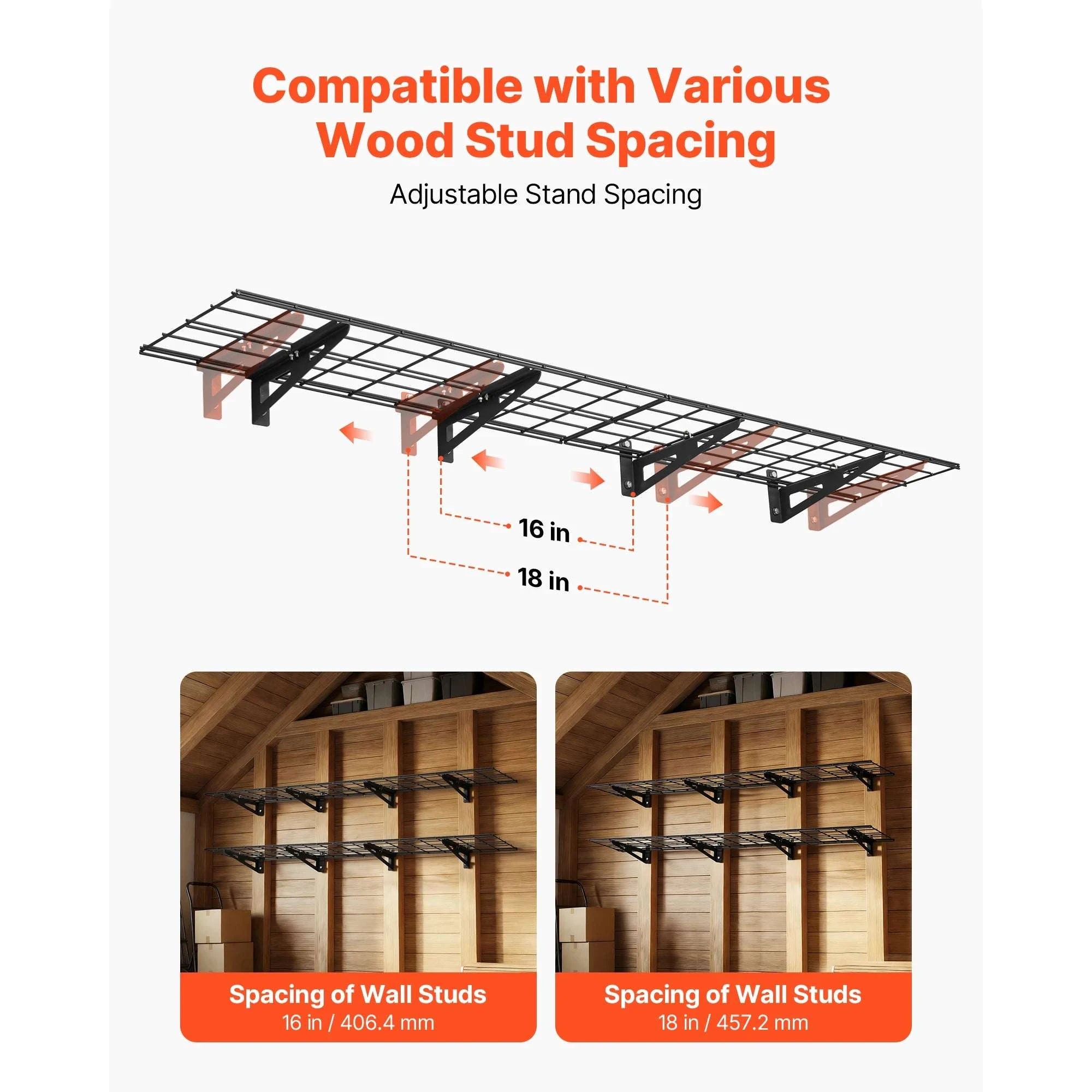 2-Pack Wall Mounted Garage Shelves 12x72 in Heavy Duty Steel 600 lbs Total-12x72inch / United States
