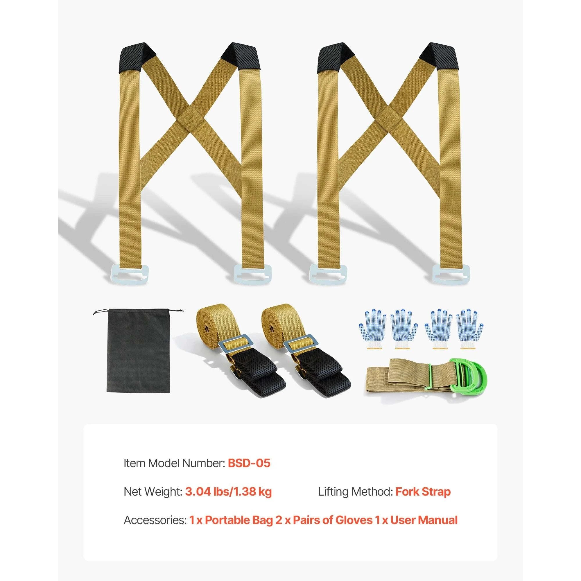 2-Person Furniture Moving Straps with Adjustable Shoulder Harness-1000lbs / United States