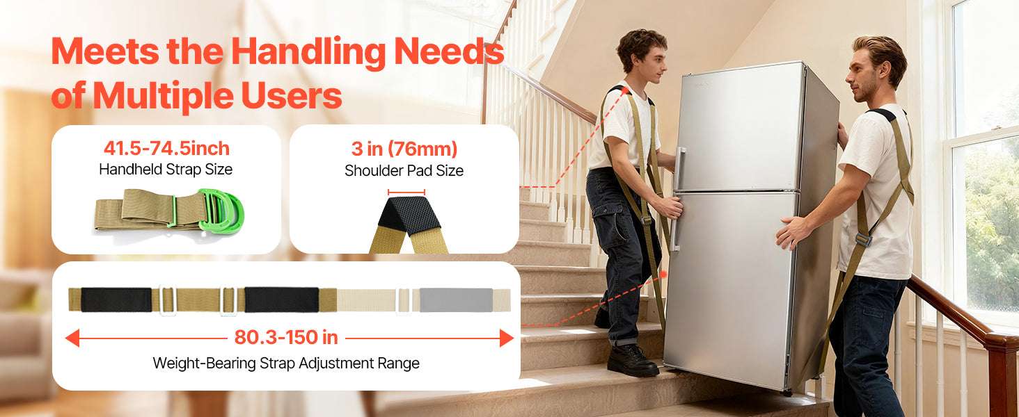2-Person Furniture Moving Straps with Adjustable Shoulder Harness-1000lbs / United States