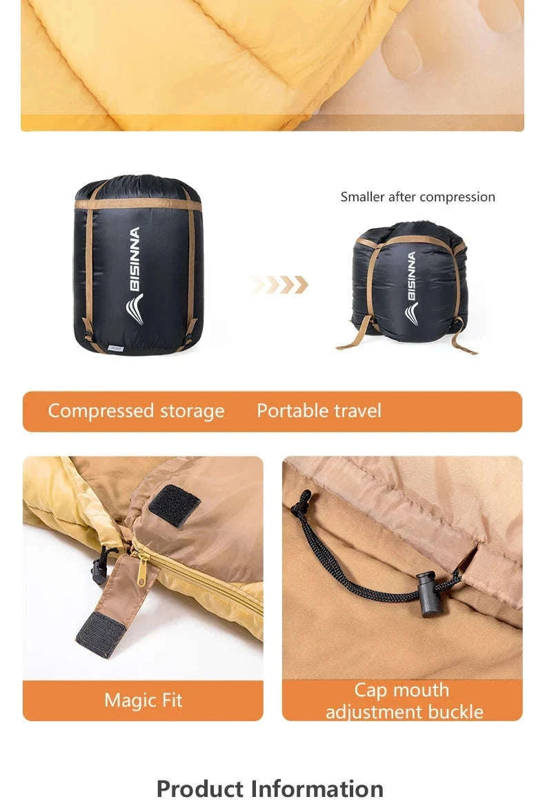 2 Person Sleeping Bag for Camping and Travel-Yellow 2.2kg