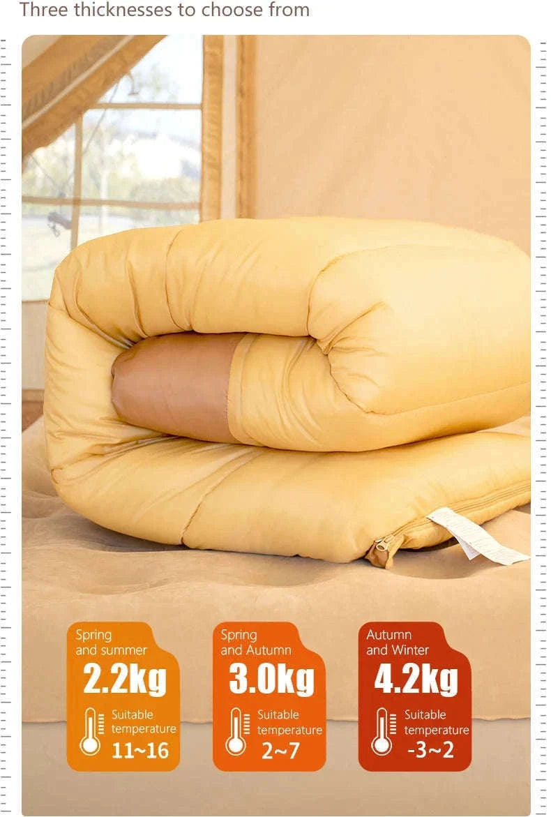 2 Person Sleeping Bag for Camping and Travel-Yellow 2.2kg