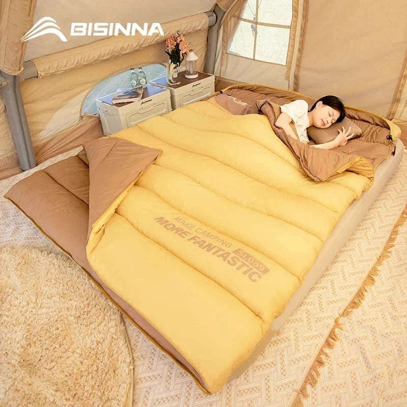 2 Person Sleeping Bag for Camping and Travel-Yellow 2.2kg
