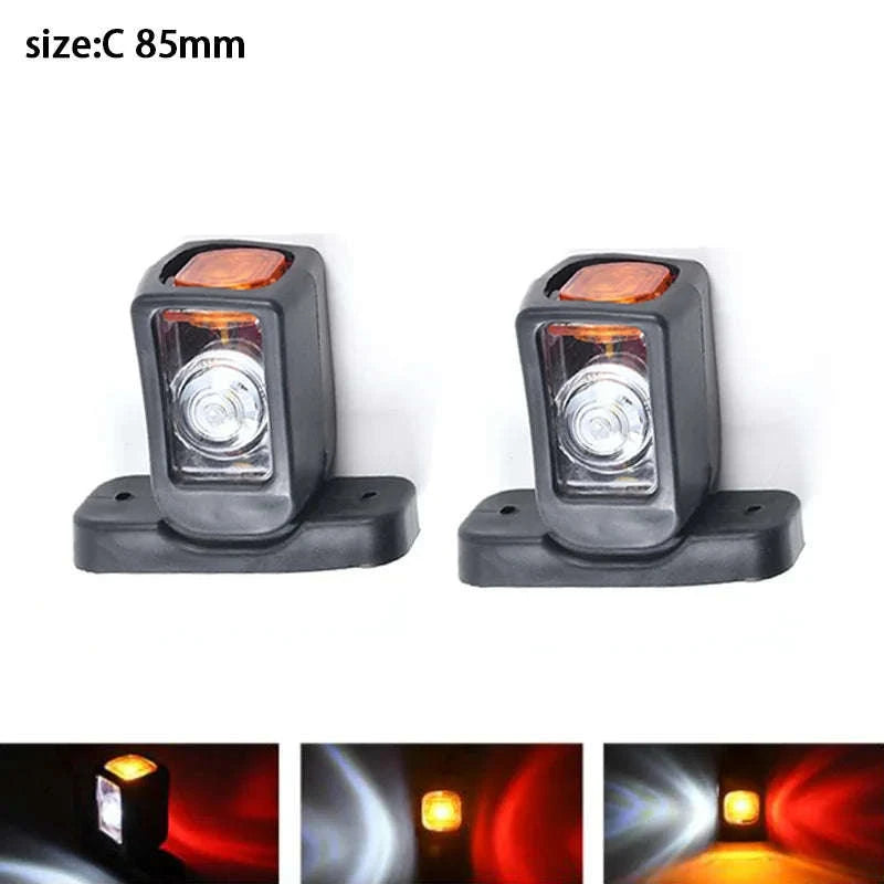 2-Piece 3-Face LED Side Marker Light 12/24V for Trailer Truck Van-2x  small long 85mm