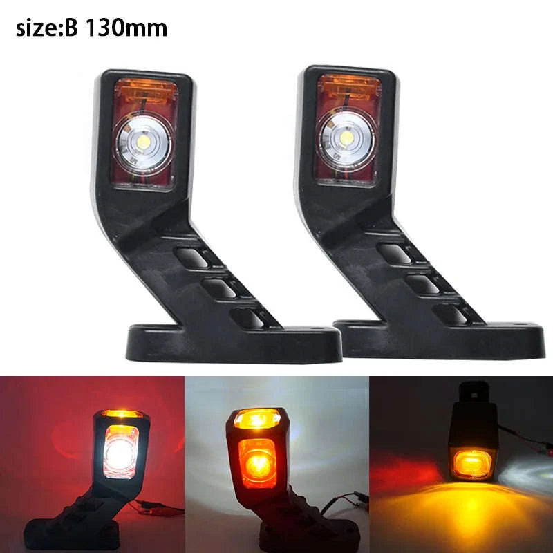 2-Piece 3-Face LED Side Marker Light 12/24V for Trailer Truck Van-2x  small long 85mm