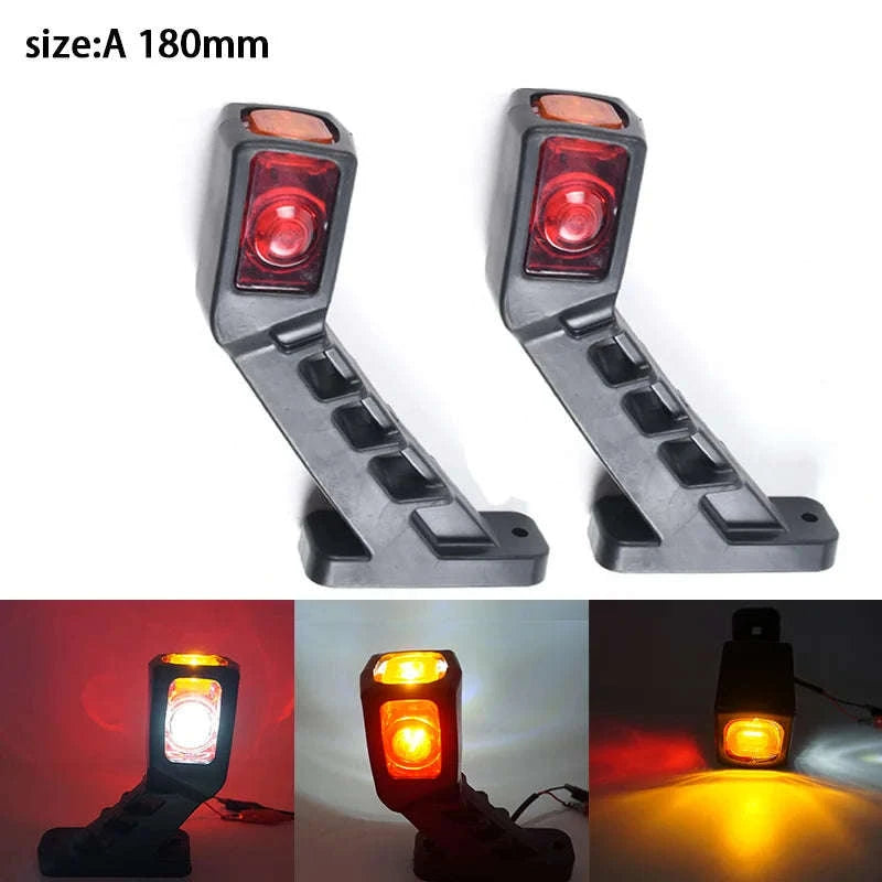2-Piece 3-Face LED Side Marker Light 12/24V for Trailer Truck Van-2x  small long 85mm